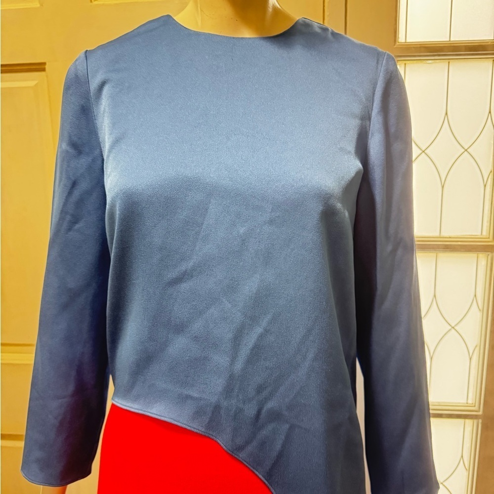 Veronica Beard Women Blue Rome High-Low Asymmetrical Tunic Top Size 2 - Picture 7 of 15